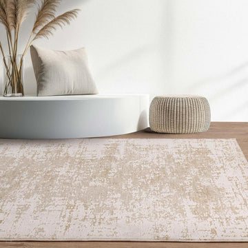 Anders AN04 Modern Abstract Distressed Space-Dyed Shimmer Soft Raised Textured Low Profile Short Pile Polyblend Beige/Cream/Taupe Rug-Asiatic Carpets-Rug Love - The Most Loved Rug Store
